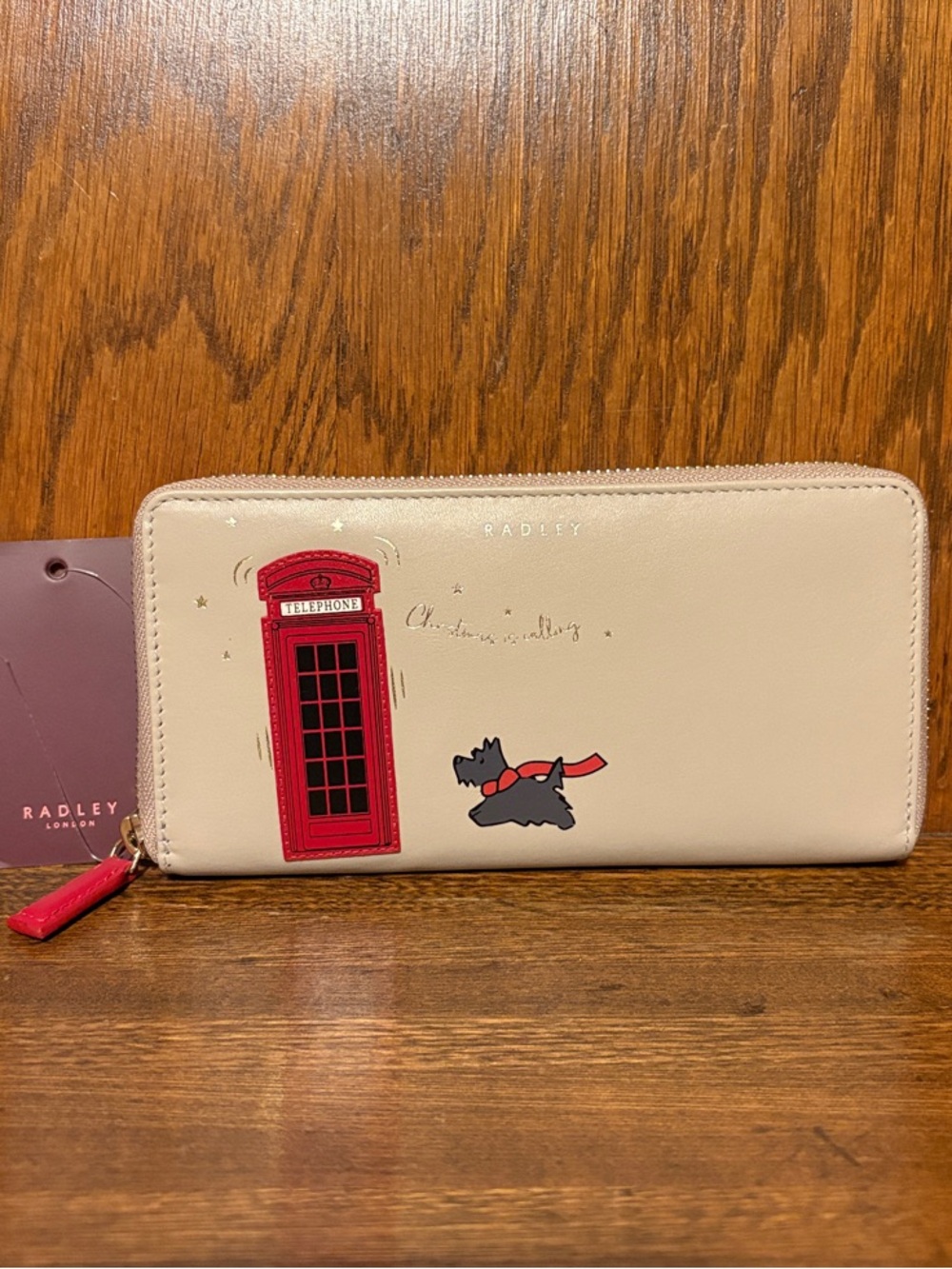 NWT-Radley London-Christmas Is Calling ☎️ Large Zip Around Wallet-Porcini-$128